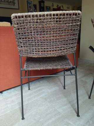 6 Sillas de comedor de forja y cuerda