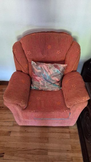 Sillón de salón tela naranja
