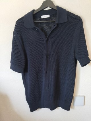 Camisa Mango punto calado azul marino