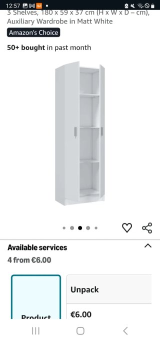 2x Armario Multiusos Blanco Mate 180x59x37 cm