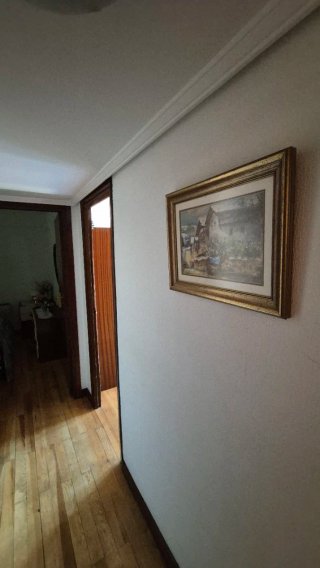 Cuadro paisaje con casa y río