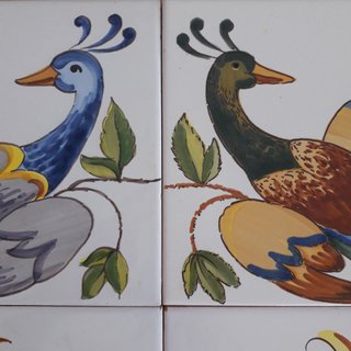 M8 AZULEJOS ANTIGUOS AVES PAJAROS PAVOS