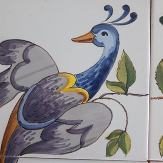 M8 AZULEJOS ANTIGUOS AVES PAJAROS PAVOS