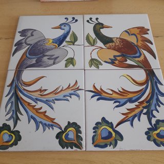 M8 AZULEJOS ANTIGUOS AVES PAJAROS PAVOS