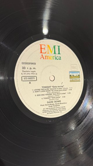 David Bowie Tonight vinilo