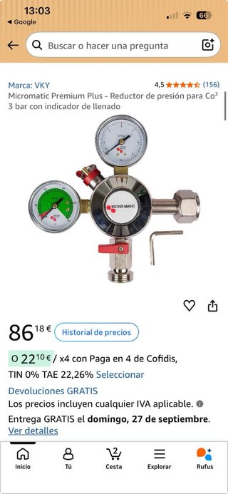 Reductor de Presión CO2 Micromatic Premium Plus