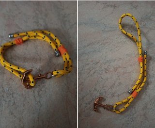 Bracciale corda con ancora oro