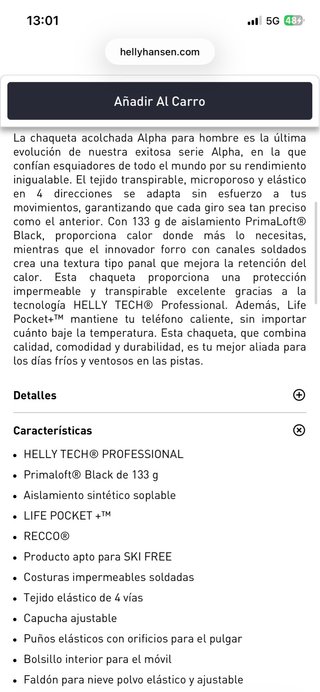 700€--->395€ abrigo helly hansen alpha puffy NUEVO