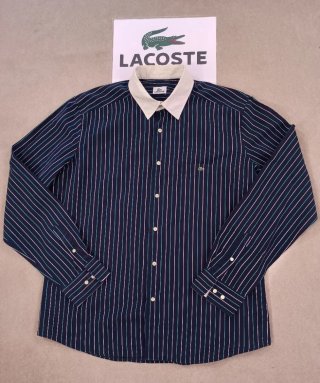 Camicia Lacoste blu a righe multicolore 43cm