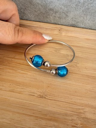 Pulseras Plata Ley 925 con Bolas Azules y rosa