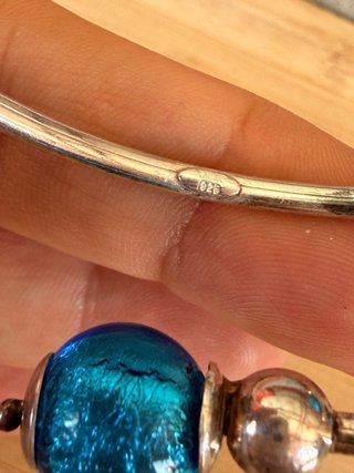 Pulseras Plata Ley 925 con Bolas Azules y rosa