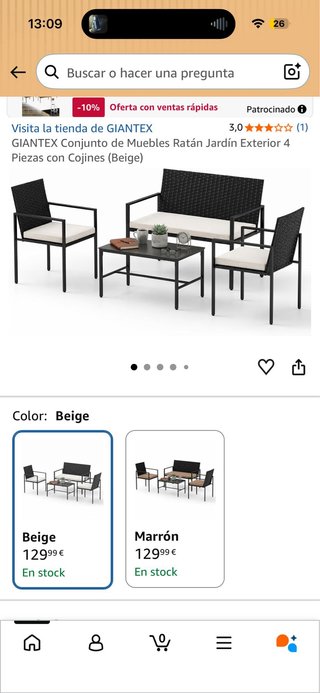 Set de Muebles de Exterior: Mesa y 3 Sillas