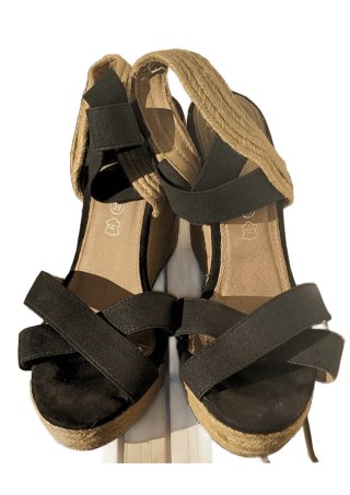 Sandalias cuña marypaz 39, alpargatas negras tacon