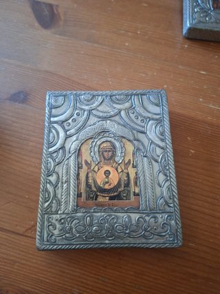Pareja Iconos Ortodoxos Cristo y Virgen