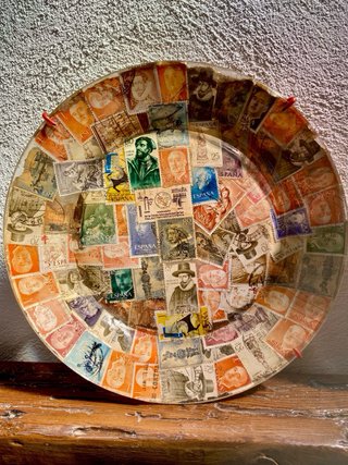 Par de platos decorativos sellos vintage