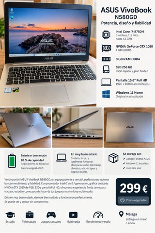 Portátil ASUS Plata y Negro