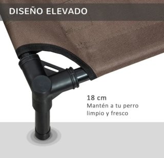 Cama elevada para mascotas marrón