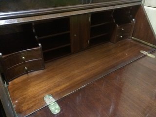 ESCRITORIO BUREAU VINTAGE CON CRISTALERA MADERA
