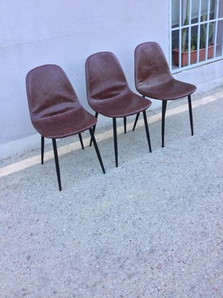 JUEGO DE 3 SILLAS DISEÑO MID-CENTURY INDUSTRIAL
