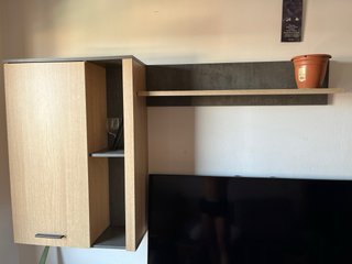 Estantería de pared con puerta