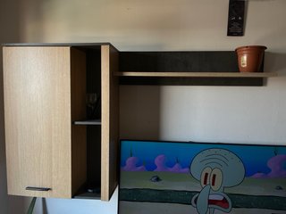 Estantería de pared con puerta