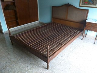 CAMA MATRIMONIO MADERA MACIZA REJILLA VINTAGE