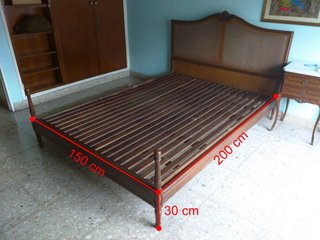 CAMA MATRIMONIO MADERA MACIZA REJILLA VINTAGE