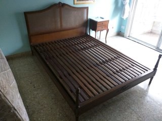 CAMA MATRIMONIO MADERA MACIZA REJILLA VINTAGE