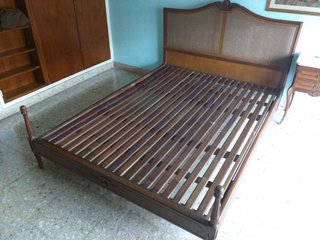 CAMA MATRIMONIO MADERA MACIZA REJILLA VINTAGE