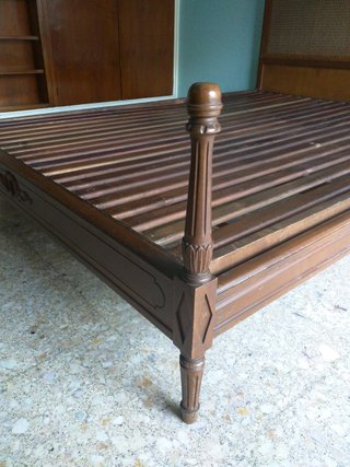CAMA MATRIMONIO MADERA MACIZA REJILLA VINTAGE