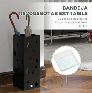 Paragüero negro con diseño de gotas