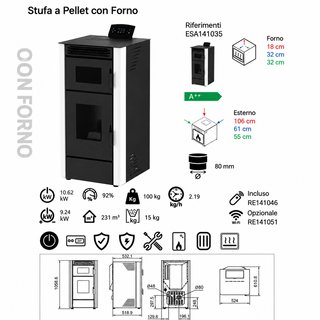 Stufa a Pellet Olimpia con Forno 10,62 kW A++