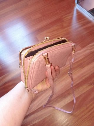 Bolso Monedero Rosa pastel HENGSHENG con Correa