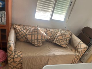 Sofá 2 plazas exterior beige. Con funda reversible