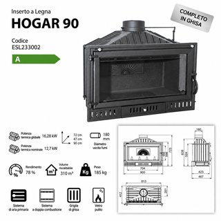 Stufa a legna in ghisa Hogar 90 16,28 kW