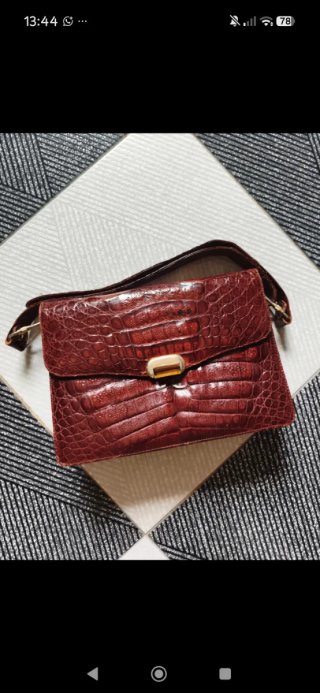 Bolso Vintage Efecto Piel Cocodrilo Granate
