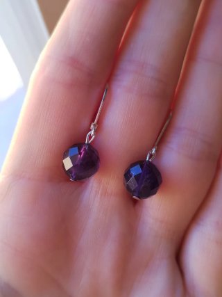 Pendientes plata y amatista facetada