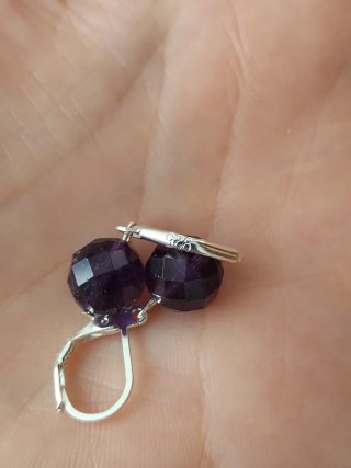 Pendientes plata y amatista facetada