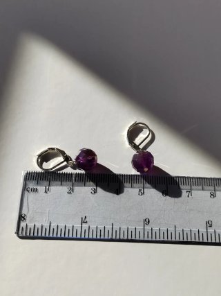 Pendientes plata y amatista facetada