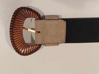 Cinturón de Mujer Beige con Hebilla Decorada