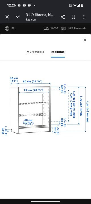Estantería pequeña blanca Ikea billy