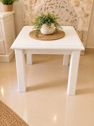 Mesa auxiliar pino macizo blanco mate