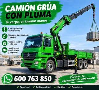 Servicio de transportes de camion grua pluma