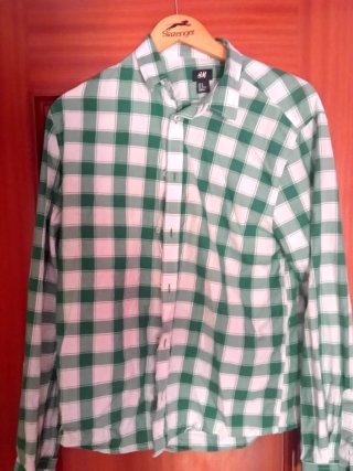 Camisa de cuadros H&M verde y blanca