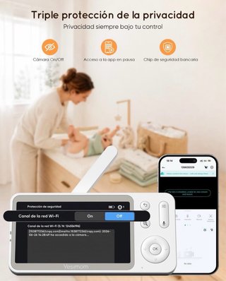 Cámara Vigilancia Bebé 3MP sin WiFi 2.4G