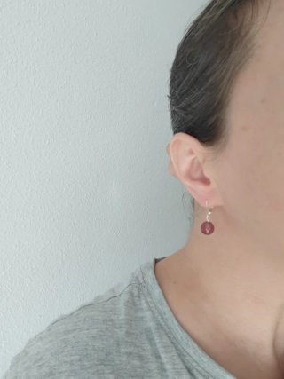 Pendientes plata y cuarzo rosa fresa