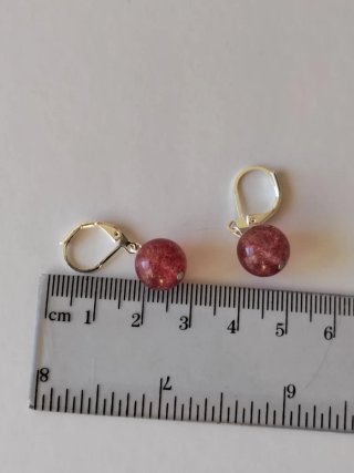 Pendientes plata y cuarzo rosa fresa