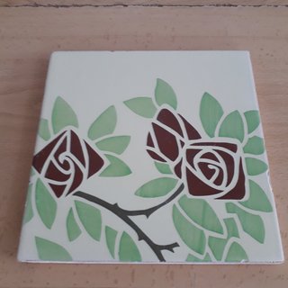Azulejo Antiguo Modernista Floral