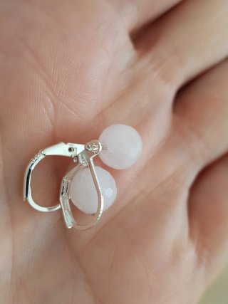Pendientes plata y cuarzo rosa