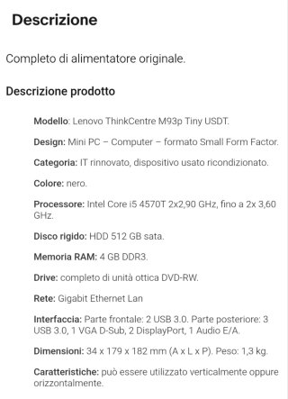 Lenovo ThinkCentre M93p Intel i5